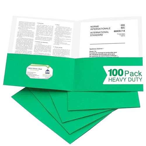 Zzrywuty 100 Packs Paper Green Folders with Pockets for Students,Businessmen and Office Workers,Letter Size,Two Pocket Folders with Card Slot for Office,Business,School Supplies - color: 100pcs-green