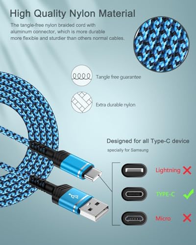 AILKIN 2-Pack USB A to USB C Cable, 6FT USB C Charging Cable Fast Charging | Braided USB A to USB C Cable for iPhone 17e/17Pro/Air/16e/16/16Pro/15/15Pro, Samsung Galaxy S26/S25/S24, Google Pixel 10/9/8
