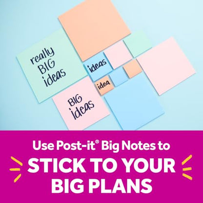 Post-it Super Sticky Big Notes, 8 in. x 8 in., Extra Large Sticky Notes in Fresh Mint, 2 Pads, 60 Sheets Total, Great for Vision Boards, Creative Projects, Study Spaces, Group Brainstorming, and More - color: Fresh Mint