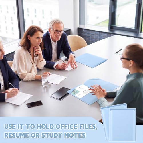 Henoyso 36 Pack Light Blue Plastic Folders with Clear Front Pockets Heavy Duty File Folders with 2 Pockets and Card Slot for Student Communication School Office Presentation Report - color: Light Blue