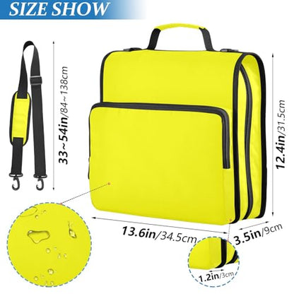 1.5-Inch 3-Rings Zipper Binder with Strap Includes Zip Pocket Documents Files Storage Bag for School/Office Bright Yellow - color: Bright Yellow