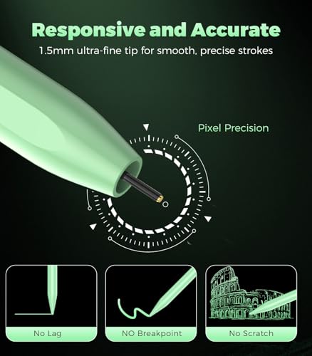 CMARS Active Stylus Pen for Touchscreen, Universal Tablet Pencil for Apple iPad/iPhone/Samsung/Huawei/Xiaomi/Android and More Devices, Rechargeable Digital Pens with Magnetic Function - Gr - color: Green