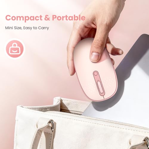 TECKNET Wireless Mouse,Bluetooth Mouse (BT5.3/5.0 & 2.4G) with USB Receiver Silent Optical Computer Mice，Wide Compatibility - color: Pink