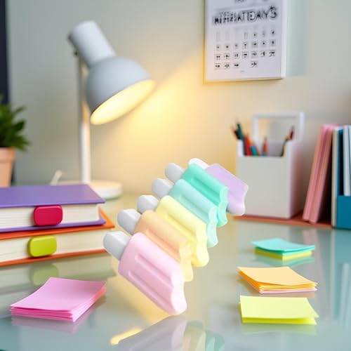 6 Pcs Mini Highlighter Cute Ice Shaped Marker Pen for School Office Supplies Writing Stationery Attractive and Fashion Liquid Highlighters Markers and Highlighters