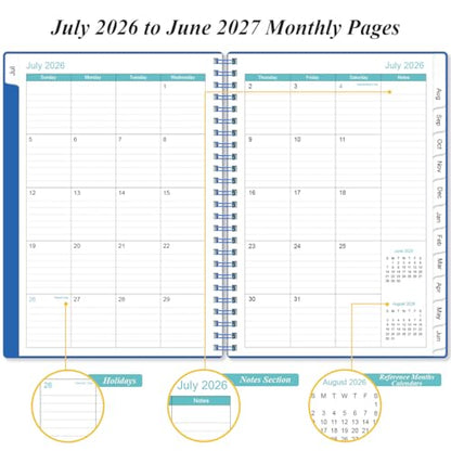 2026-2027 Planner - Planner 2026-2027 from July 2026 - June 2027, Weekly & Monthly Planner Spiral Bound with 12 Monthly Tabs, Inner Pocket, 6.4" x 8.5", Blue - color: Blue, size: 6.4" x 8.5"