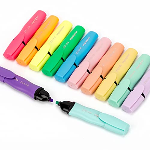 ZEYAR Aesthetic Highlighter Pen, Chisel Tip Marker Pen, AP Certified, Assorted Colors, Water Based, Quick Dry, Cute Highlighters, Patented Product (6 Macaron Colors & 6 Candy Colors) - color: 6 Macaron Colors & 6 Candy Colors