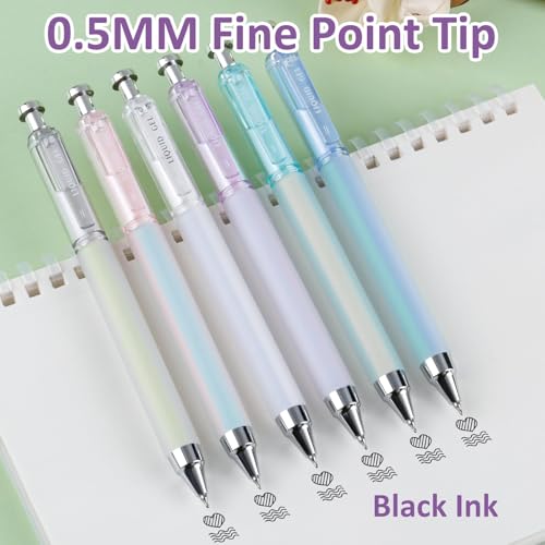 FIOVER Gel Pens, 12 Pcs 0.5mm Quick Dry Black Ink Pens, Fine Point Smooth Writing Pens, Retractable with Silicone Grip, High-End Cute Aesthetic Office School Supplies, Gifts for Women Men (12pcs) - color: 12pcs black