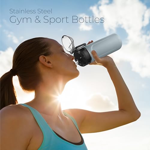 SipX Insulated Water Bottle, Water Bottle with Straw Lid, 18 oz Triple Insulated Stainless Steel, Leakproof, BPA-Free, Slim Durable Metal Bottle for School, Gym & Office, Blue - color: Blue