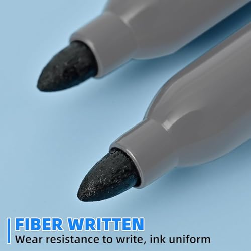 Permanent markers, 40 packs permanent markers bulk, quick drying in one second, smooth, not easy to erase, durable, can be marked on glass, tiles and cloth, office supplies,Gray shell - color: black Fine 40