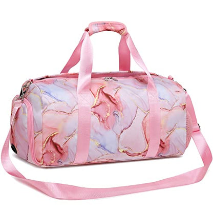 Jumpopack Dance Bag for Girls Teens Gym Gymnastic Bags Travel Bags for Weekender Sleepover Overnight Bag with Shoe Compartment and Wet Pocket - color: Pink