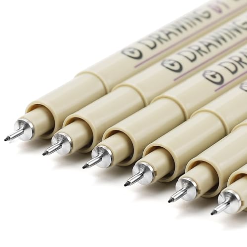Muchcute Extra Fine Point Writing Pens:6 Black 0.25mm Ultra Thin Micron Pen 01 No Bleed Bible Journaling Study Supplies Annotation Smooth Waterproof Micro Line Tip Fineliner Gel Felt Ink Markers Stuff - color: 6 Extra Fine 01(0.25mm)
