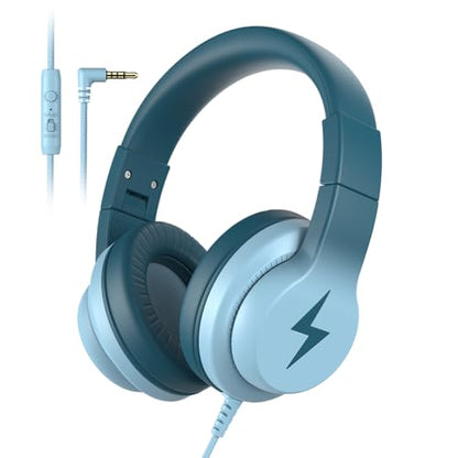 Candy Bila Kids Headphones, Wired Headphones for Kids Over Ear with Microphone, 85/94dB Volume Headphone for Girls Boys, Foldable Headphone for Learning & Entertainment, Gradient Green - color: Gradient Green