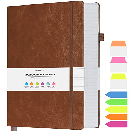 College Ruled Notebook B5, 312 Numbered Pages Diary, Lined Leather Journal | Extra-Thick with 2X Writing Space, 100gsm No Bleed Paper, Hardcover, Lay-Flat, for Work, School, Meeting Notes & Journaling - color: Brown, size: B5