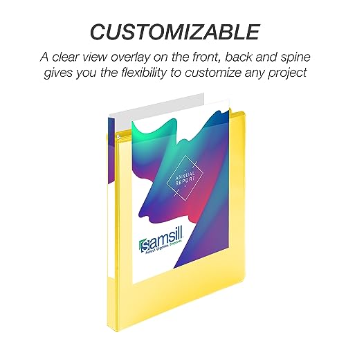 Samsill Durable 0.5 inch 3 Ring Binder, D Ring Binder, 100% Recycled Chipboard, Yellow - color: Yellow, size: 1 Pack, style: 0.5 Inch