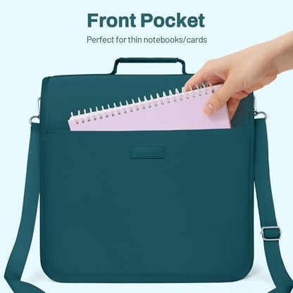 SUNEE Zipper Binder 3 Ring, 3 Inch O-Ring with Handle and Shoulder Strap, 600-Sheet Capacity, 5-Tab Expanding File Folder, Multi-Pockets for Middle School Organizer Binder with Zipper, Dark Teal-Green - color: Dark Teal-green
