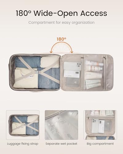 LOVEVOOK 50L Travel Backpack for Women & Men, Airline Approved Carry On Luggage with 3 Packing Cubes, TSA Overnight Bags, Waterproof Personal Item Bag, Weekender Essentials Backpacks fits 17" Laptop - color: Beige Yellow-beige-brown, size: X-Large