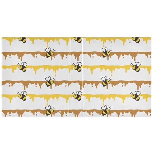 Cute Bee and Honeycomb Binder 3 Ring 1.5 Inch Binder with Clipboard&Pockets, Hardcover Binders Heavy Duty Large File Folder for Office School Supplies - Holds 200 Sheets - color: Cute Bee and Honeycomb, size: 1 Pack-12.4x10.63in