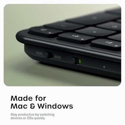 Satechi Slim EX3 Wireless Keyboard, Bluetooth & 2.4 GHz, Space Black | Full-size with numpad, instant OS key remap, rechargeable battery, for macOS, Windows, Android - color: Space Black, size: Keyboard