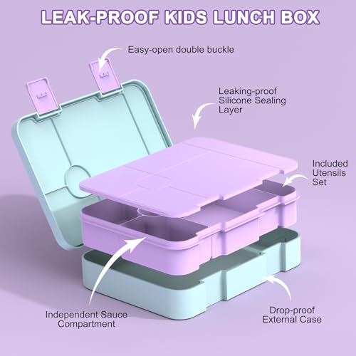 Scothen Backpack for Girls with Bento Lunch Box Set, School Bag Bookbag for Teens Girls Kids Student, 43oz Lunch Containers Lunchbox, Insulated Lunch Bag & Pencial Case, Back to School Gifts - color: Purple Blue