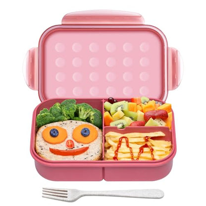 Itopor Bento Box for Kids & Adults, Lunch Box 46 oz, Dusty Pink | Wheat straw material, BPA-free, leakproof, 3 compartments, microwave & dishwasher safe, for school, office & travel - color: Dusty Pink