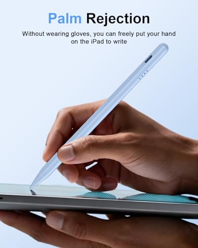 Stylus Pen for iPad (2018-2026), Fast Charge for iPad Pencil with Palm Rejection, Active Pen Compatible with Apple iPad A16 11/10/9/8/7/6, iPad Pro M5/M4/11/12.9", Mini 5/6, Air 3/4/5/M2/M3 (Blue) - color: A19D-Blue