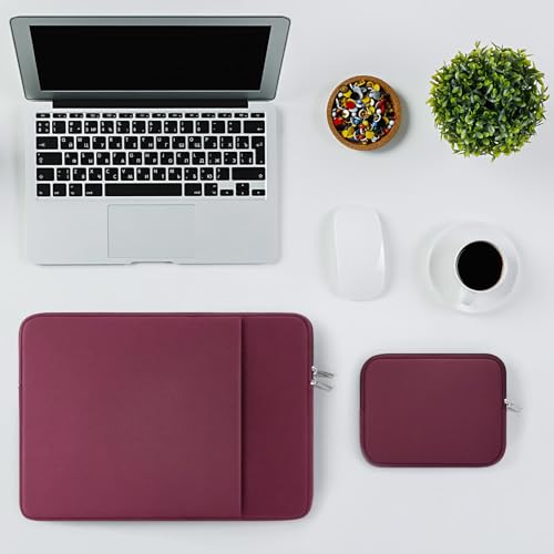 RAINYEAR 13 Inch Laptop Sleeve Compatible with 13.3" MacBook Air/Pro M1 M2 M3 M4 M5 A3449 A3240 A3113 A2681 A2338 Case Bag with Front Pocket Accessories Pouch (Red, Upgraded Version) - color: Red(Upgraded Version), size: 13"