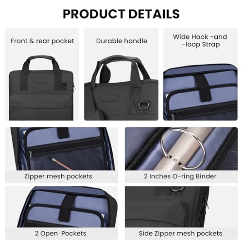 3 Ring Zipper Binder, Durable School Zip Binder, 2" 500 Sheets | Sturdy organizer with strap & pockets fits laptops. Internal pouch keeps daily tech gear easy to carry. - color: Black