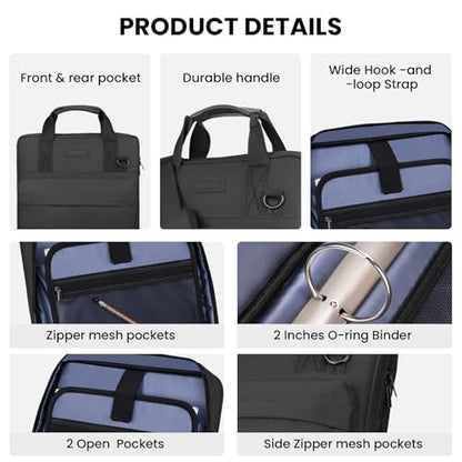 3 Ring Zipper Binder, Durable School Zip Binder, 2" 500 Sheets | Sturdy organizer with strap & pockets fits laptops. Internal pouch keeps daily tech gear easy to carry. - color: Black
