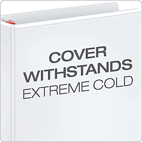 Cardinal 3 Ring Binder, 1 Inch Heavy Duty XtraLife Binder, Locking Slant-D Rings, Crack-Resistant Cover & Spine, ClearVue Covers, Holds 270 Sheets, PVC-Free, White (26300CB) - color: White, size: 1-Inch