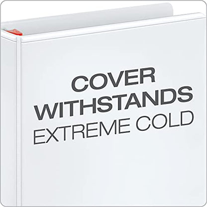 Cardinal 3 Ring Binder, 1 Inch Heavy Duty XtraLife Binder, Locking Slant-D Rings, Crack-Resistant Cover & Spine, ClearVue Covers, Holds 270 Sheets, PVC-Free, White (26300CB) - color: White, size: 1-Inch
