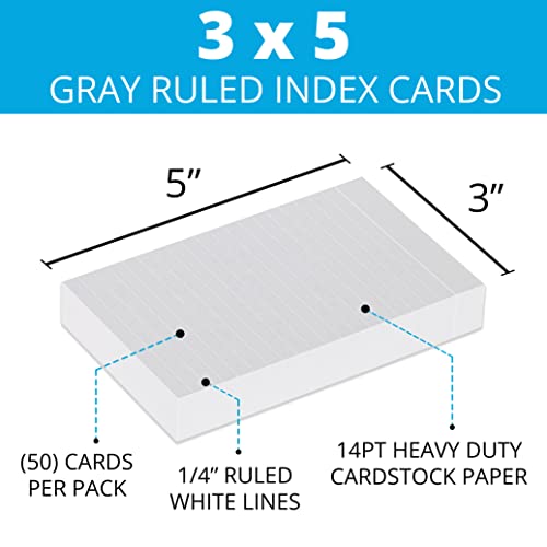Home Advantage Light Gray Double Sided Vertically Ruled White Mini Index Cards, White Lined, Note Cards (3-x-5)