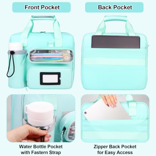 3 Inch D-Ring Zipper Binder Bag, 700 Sheet Capacity Multi-Pockets Organizer, 13 Inch Laptop Carrying Case with Bottle Holder& Shoulder Strap for School Office (Blue) - color: Ocean Blue