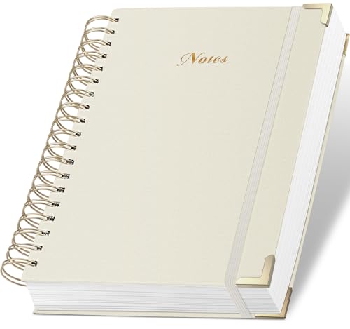 Spiral Notebook Journal, 328 Pages Linen Hardcover College Ruled Notebook, Lined Thick Journals for Women Men, A4 Thick Spiral Journal for Writing, 100GSM Paper, Cute Notebooks for Work School - color: A-Notes-AWhite, size: A4(8.5INCH×11INCH)