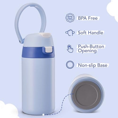 Fijinhom 12 oz Toddler Water Bottle with 2-in-1 Lid, 304 Stainless Steel Insulated Bottle, Kids Water Bottle for School Boys Girls, Leak-Proof Great for Sport, Travel & Gift, Snow - color: Snow
