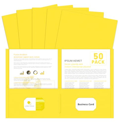 Two Pocket Folders, PANDRI 50 Pack 2 Pocket Folders, Letter Size Paper File Folder for School Office Home Business, Yellow - color: Yellow
