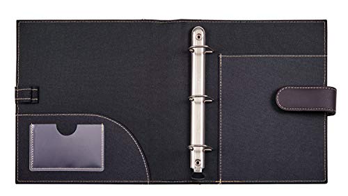 It's Academic Mini Executive Leather Portfolio Folder, 1" Ring Binder and 250-Sheet Capacity, Note Pads, and 5.5" x 8.5" Documents, 2 Pen Loops, Dark Brown Faux Leather (98295 - color: Brown, style: 8.5" x 9"