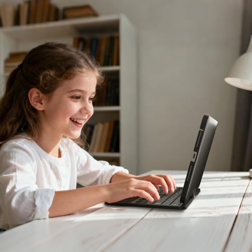 edaiser Swivel Keyboard Case iPad mini 7th A17 Pro & 6th Generation Black | 360 Degree Rotatable Protective Cover | Compact Bluetooth Keyboard | Trackpad | RGB Backlit | Flexible Use for Kids/Students - color: Black, size: iPad Mini (7th-6th)