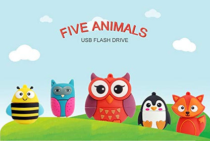 16GB USB Flash Drive Pack of 5 Pcs, BorlterClamp Thumb Drive with Cute Animal Pattern, Gift for Students and Children - color: Cute Animal Pattern 16GB* 5