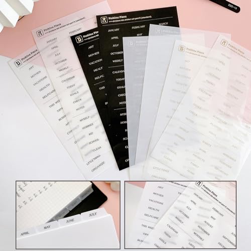 DY.2ten Clear 6-Tab Dividers for 6 Ring Binder, A6 Index, 6 Hole Sturdy Plastic Insertable Notebook Planner Tabs