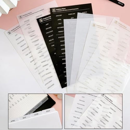 DY.2ten Clear 6-Tab Dividers for 6 Ring Binder, A6 Index, 6 Hole Sturdy Plastic Insertable Notebook Planner Tabs