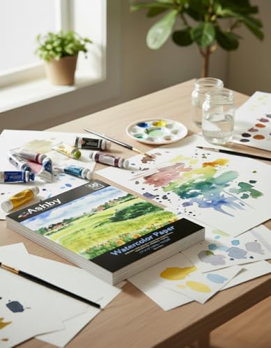 100 Sheets of Practice Watercolor Paper (9" x 12") - 190 GSM, Acid-Free and Cold Pressed.. Perfect for Painting, Sketching or Drawing. Wet, Dry and Mixed Media. Bulk Pack