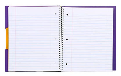 Mintra Office Durable PREMIUM Spiral Notebook, ((Purple, 1 Subject, 8.5in x 11in)), Fabric Covered Coils, No Snags, Removable Adjustable Pocket Dividers, Ruler, Organization, Customizable - color: Purple, size: 1 Subject (8.5in x 11in)