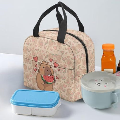 Cute Capybara Lunch Box Kids Multifunctional Insulated Lunch Bag Lightweight Thermal Picnic Cool Bags for School Picnic Travel Hiking Camping - color: Cute Capybara Watermelon