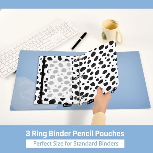 2 Pack 3 Ring Binder Pencil Pouch Dalmatian Pencil Case Pencil Bags with Zipper, Clear PVC Binder Pockets for Office Daily Supplies - color: Color 6