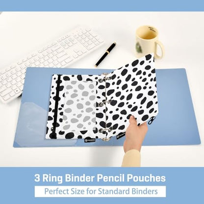 2 Pack 3 Ring Binder Pencil Pouch Dalmatian Pencil Case Pencil Bags with Zipper, Clear PVC Binder Pockets for Office Daily Supplies - color: Color 6