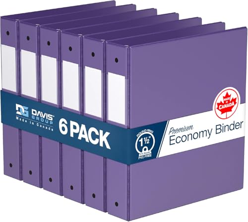 Premium Economy 6-Pack 3-Ring Binders for School or Office, Round-Ring Binders, 1.5 Inch, Purple - color: Purple, size: 1.5 Inch