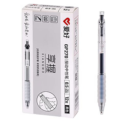 czxwyst GP270 Refillable & Retractable Gel Ink Pens with Soft Grip Large Capacity 0.5mm Fine Point 12-Pack (Black) - color: Black