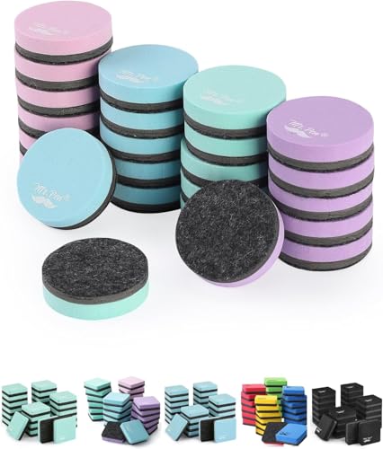 Mr. Pen- Round Magnetic Dry Erase Erasers, 24 Pack | Colorful Small Magnetic Whiteboard Dry Erase Erasers Bulk for Kids, Teachers, Students and Classroom Supplies - color: Pastel Colors, size: Round