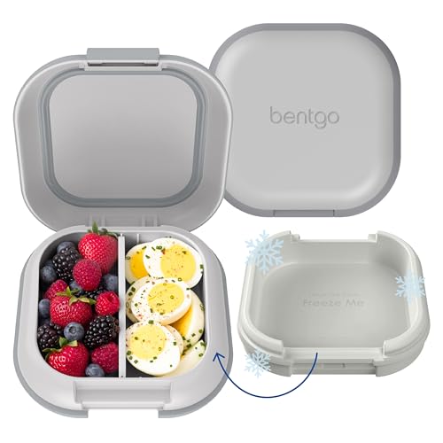 Bentgo Chill Mini Leak-Proof Lunch Box – Built-In Ice Pack Keeps Food Cold, 2.7-Cup Capacity for Snacks or a Sandwich, 3 or 4 Compartments, PFAS & BPA-Free, Ideal for Adults & Kids 3+ (Crisp Grays) - color: Crisp Grays