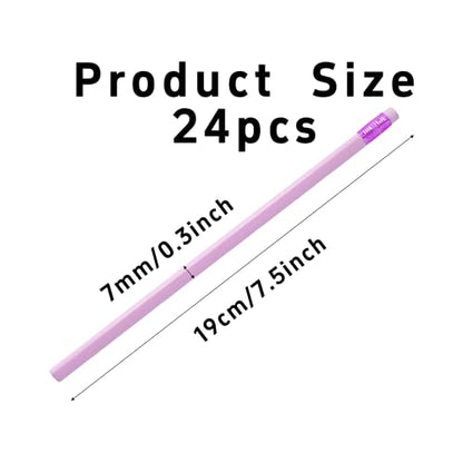 24Pcs HB Graphite Triangular Grip Wood Pencils with Eraser for School, Drawing and Sketching, and Office Use(Purple) - color: Purple